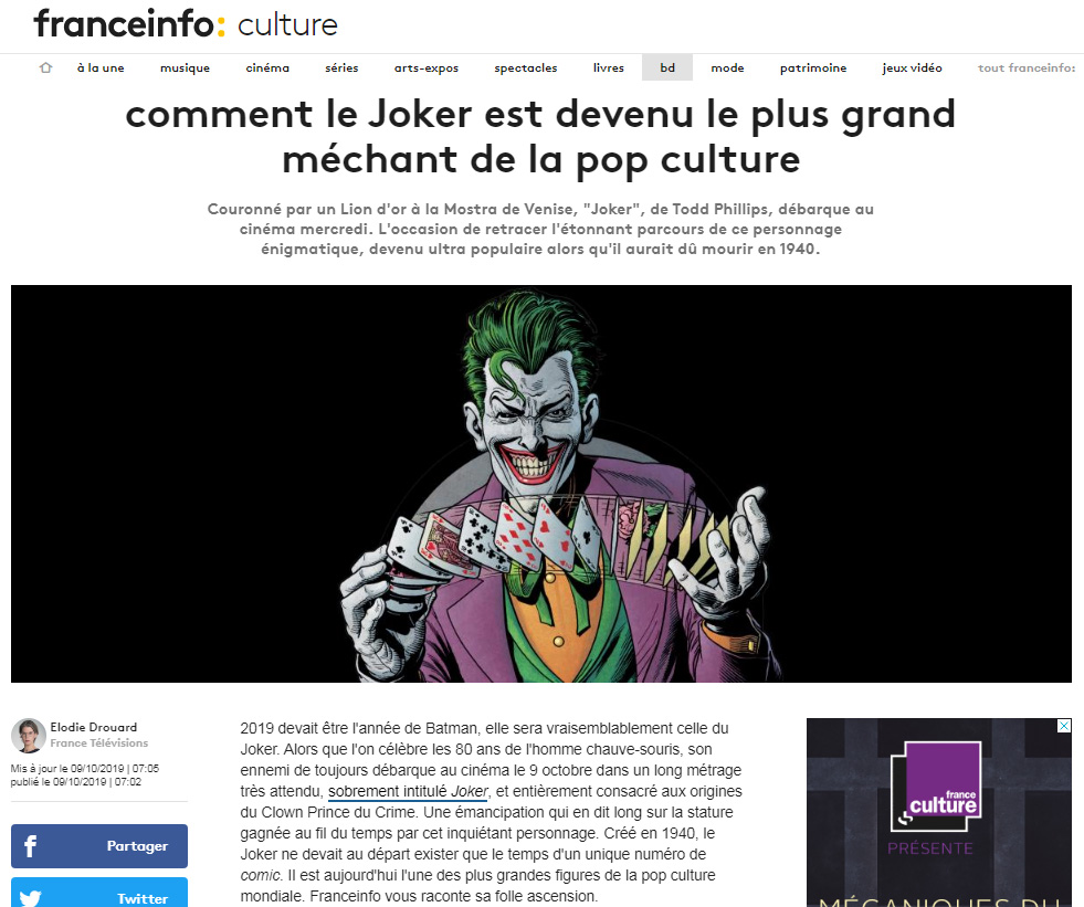 Le Joker sur FranceTVInfo (09/10/2019)